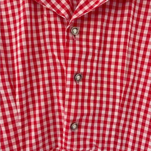 Handmade Red Gingham fit and flare Dress Pockets Vintage Style - Picture 6 of 9